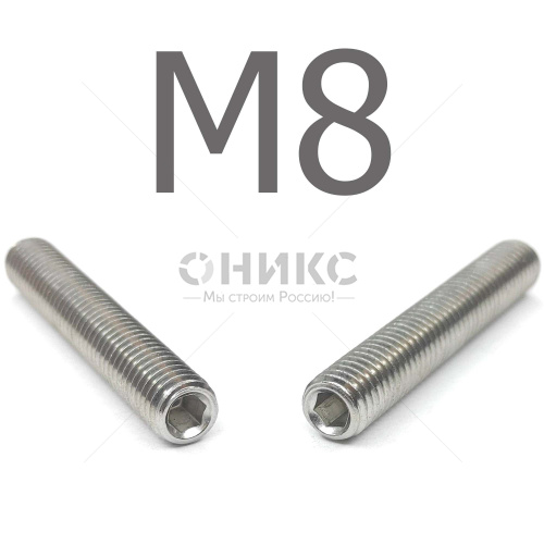 DIN 913 Винт установочный с внутренним шестигранником и плоским концом нержавеющая сталь А4 М8x6 - Оникс
